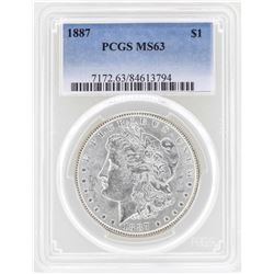 1887 $1 Morgan Silver Dollar Coin PCGS MS63