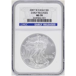 2007-W $1 American Silver Eagle Coin NGC MS70 Early Releases