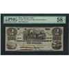 Image 1 : 1838 $2 Munroe Falls Manufac. Co. Obsolete Note PMG Choice About Uncirculated 58