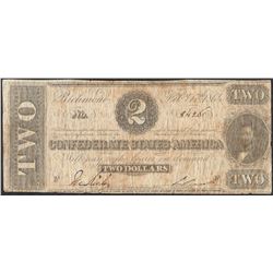 1864 $2 Confederate States of America Note