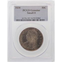 1830 Small 0 Capped Bust Half Dollar Coin PCGS Genuine