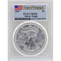 2017 $1 American Silver Eagle Coin PCGS MS69 First Strike