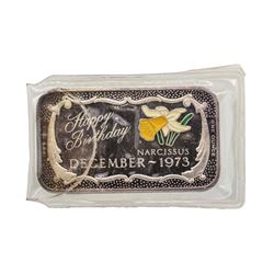1973 Happy Birthday Narcissus 1 oz Enamel Art Bar