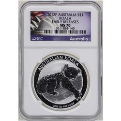 2012P $1 Australia Koala Silver Coin NGC MS70 Early Releases