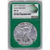 Image 1 : 2017 $1 American Silver Eagle Coin NGC MS70 Early Releases Green Core