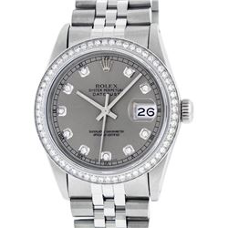 Rolex Men's Stainless Steel Slate Grey Diamond 36MM Datejust Wristwatch