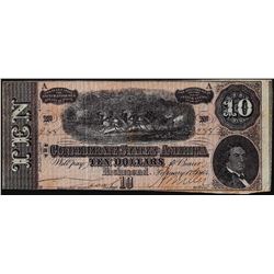 1864 $10 Confederate States of America Note
