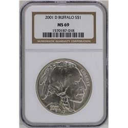 2001-D $1 American Buffalo Silver Coin NGC MS69