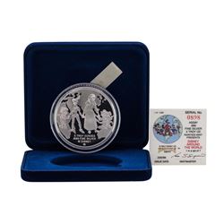 1988 Rarities Mint Walt Disney Around the World 5 oz .999 Silver Coin w/Box & CO