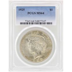 1925 $1 Peace Silver Dollar Coin PCGS MS64