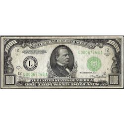 1934A $1,000 Federal Reserve Note San Francisco