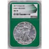 Image 1 : 2017 $1 American Silver Eagle Coin NGC MS70 Early Releases Green Core