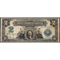 1899 $2 Mini-Porthole Silver Certificate Note