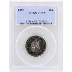 1887 Proof Seated Liberty Quarter Coin PCGS PR62 Amazing Toning