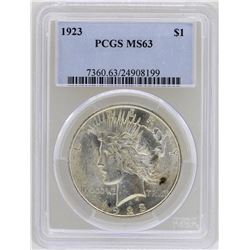1923 $1 Peace Silver Dollar Coin PCGS MS63