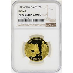 1993 Canada $200 R.C.M.P. Gold Coin  NGC PF70 Ultra Cameo