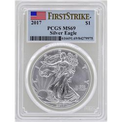 2017 $1 American Silver Eagle Coin PCGS MS69 First Strike