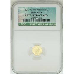 2013 Great Britain 1 Pound Gold Coin NGC PF70 Ultra Cameo