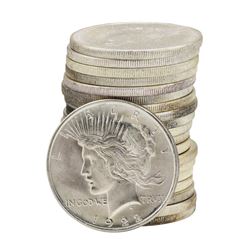 Roll of (20) 1922 $1 Brilliant Uncirculated Peace Silver Dollar Coins