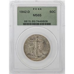1942-D Walking Liberty Half Dollar Coin PCGS MS65