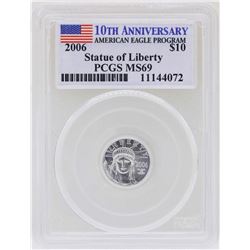 2006 $10 American Platinum Eagle Coin PCGS MS69 10th Anniversary