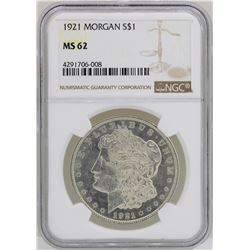 1921 $1 Morgan Silver Dollar Coin NGC MS62