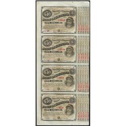 Uncut Sheet of (4) State of Louisiana Baby Bond Obsolete Notes