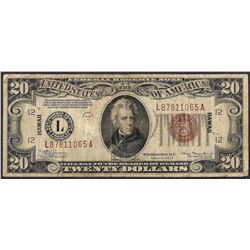 1934A $20 Federal Reserve WWII Emergency Hawaii Note