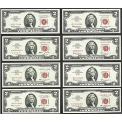 Lot of (8) 1963 $2 Legal Tender STAR Notes