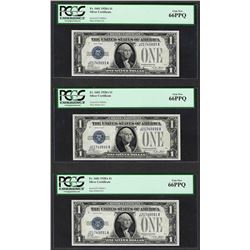 (3) Consecutive 1928A $1 Funnyback Silver Certificate Notes Fr.1601 PCGS Gem New