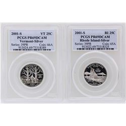 Lot of (2) 2001-S State Quarter Silver Coins PCGS PR69DCAM