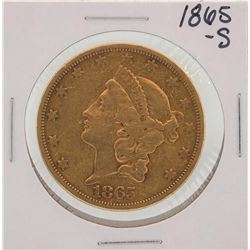 1865-S $20 Liberty Head Double Eagle Gold Coin