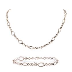 14K White Gold Necklace and Bracelet Set