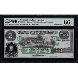 1860's $2 Bank of New-England East Haddam, CT Obsolete Note PMG Gem Uncirculated