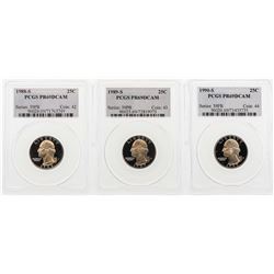 Set of 1988-S to 1990-S Washington Quarter Coins PCGS PR69DCAM