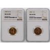 Image 1 : Lot of 1957 & 1957-D Lincoln Wheat Penny Coins NGC MS66RD