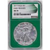 Image 1 : 2017 $1 American Silver Eagle Coin NGC MS70 Early Releases Green Core