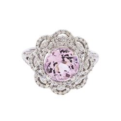 18Kt White Gold 2.75 ctw Kunzite and Diamond Ring