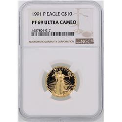 1991-P $10 American Gold Eagle Coin NGC PF69 Ultra Cameo