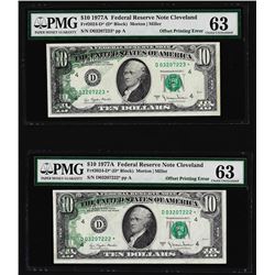 (2) Consecutive 1977A $10 Federal Reserve Offset ERROR STAR Notes PMG Choice Unc
