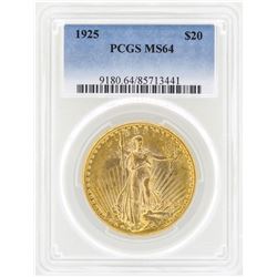 1925 $20 St. Gaudens Double Eagle Gold Coin PCGS MS64
