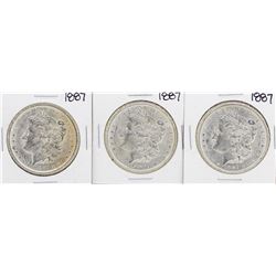 Lot of (3) 1887 $1 Morgan Silver Dollar Coins