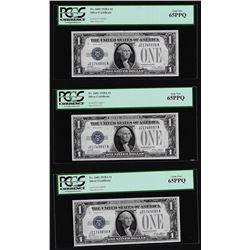 (3) Consecutive 1928A $1 Funnyback Silver Certificate Notes PCGS Gem New 65PPQ