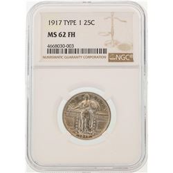 1917 Type 1 Standing Liberty Quarter Coin NGC MS62FH