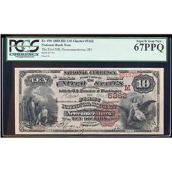 1882 BB $10 Newcomerstown, OH National Currency Note CH#5262 PCGS Superb Gem New