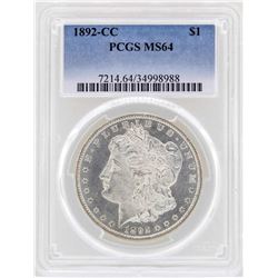 1892-CC $1 Morgan Silver Dollar Coin PCGS MS64
