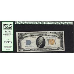 1934A $10 Silver Certificate WWII Emergency North Africa Note PCGS Gem New 65PPQ