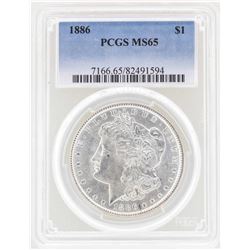 1886 $1 Morgan Silver Dollar Coin PCGS MS65