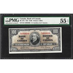 1937 $100 Bank of Canada Note BC-27b PMG About Uncirculated 55EPQ
