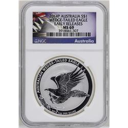 2014P $1 Australia Wedge-Tailed Eagle Silver Coin NGC MS69 Early Releases